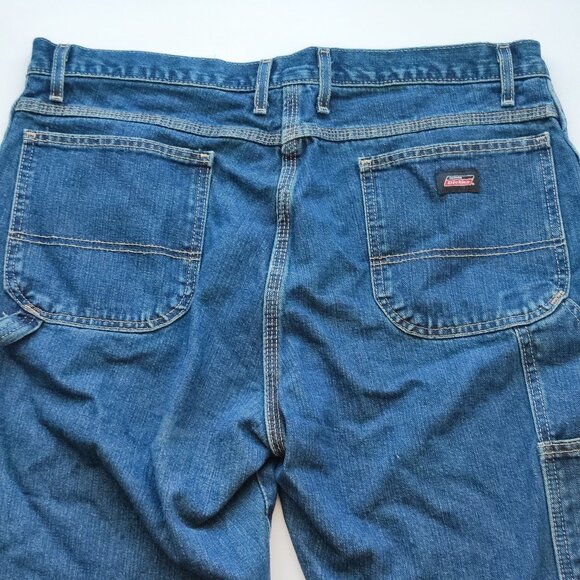 Dickies work wear carpenter jeans men's size W38/L30 denim blue side pockets - Picture 3 of 15